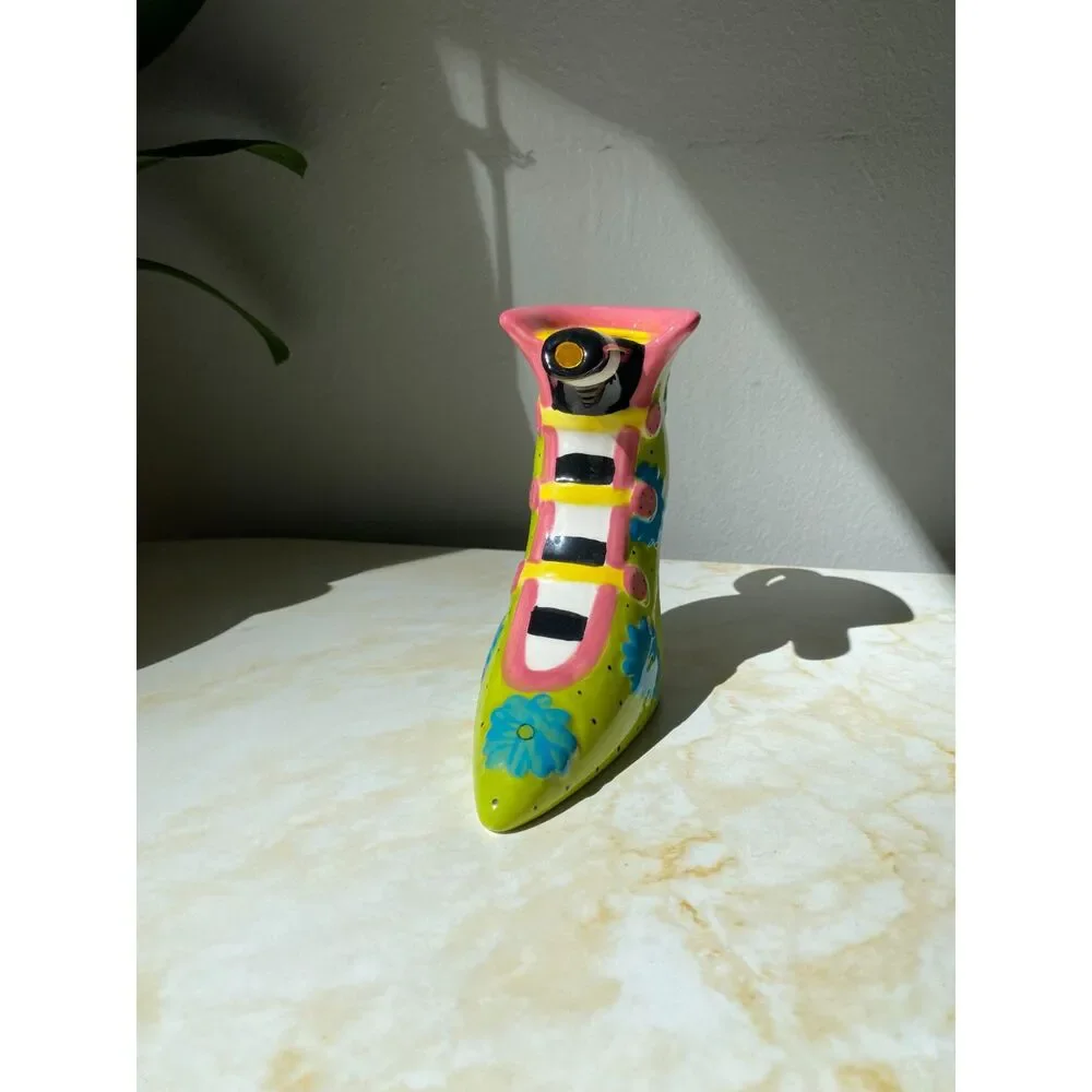 Rare Dolly Mama's - ARTIST Joey LLE - Wild Colored HIGH HEEL SHOE TEAPOT
